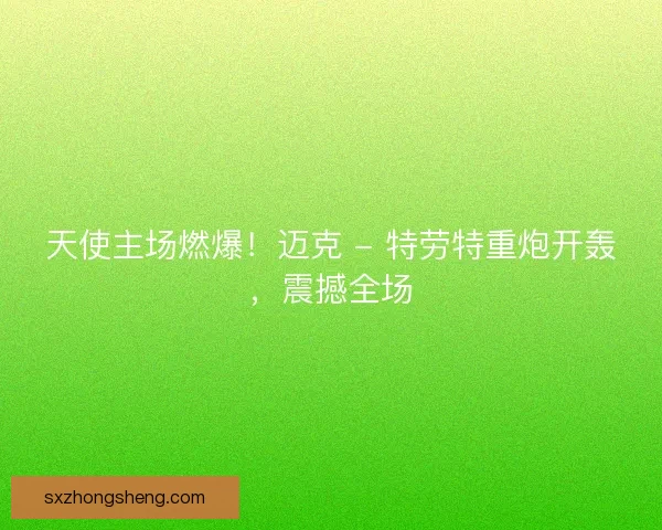 天使主场燃爆！迈克 - 特劳特重炮开轰，震撼全场