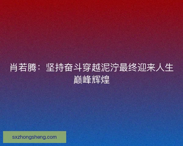 肖若腾：坚持奋斗穿越泥泞最终迎来人生巅峰辉煌