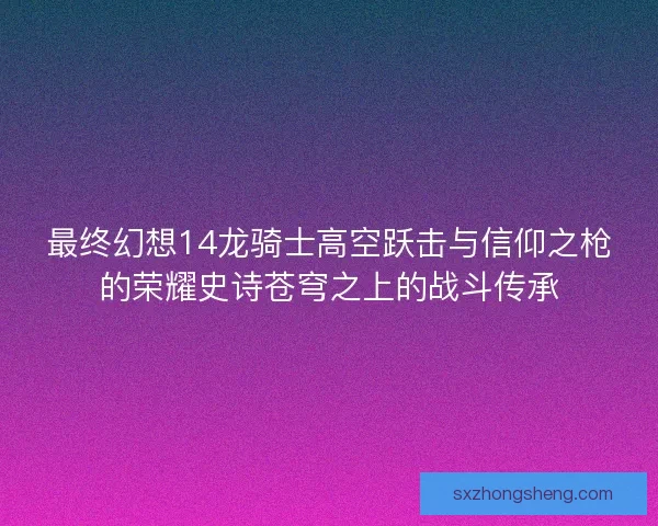 最终幻想14龙骑士高空跃击与信仰之枪的荣耀史诗苍穹之上的战斗传承